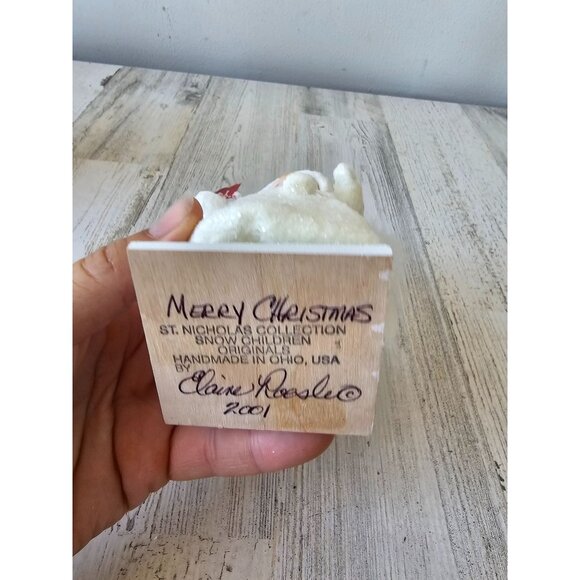 Elaine roesle Merry Christmas 2001 Angel cherub vtg style glitter figurine Xmas - Picture 7 of 7